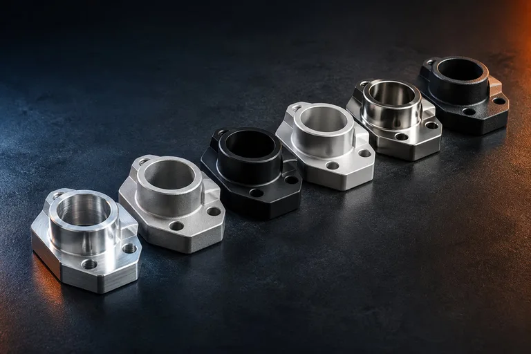 Precision components with multiple industrial surface finishes